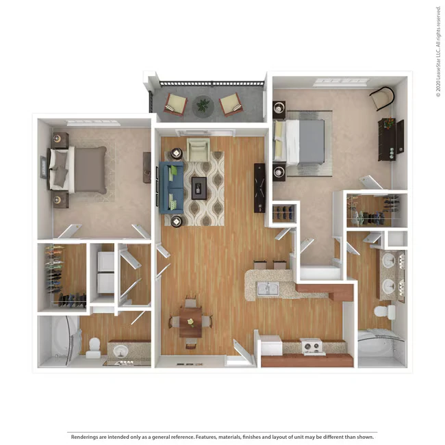 2 Bed 2 Bath 1197 SqFt (1140 Net) 3328 floor plan